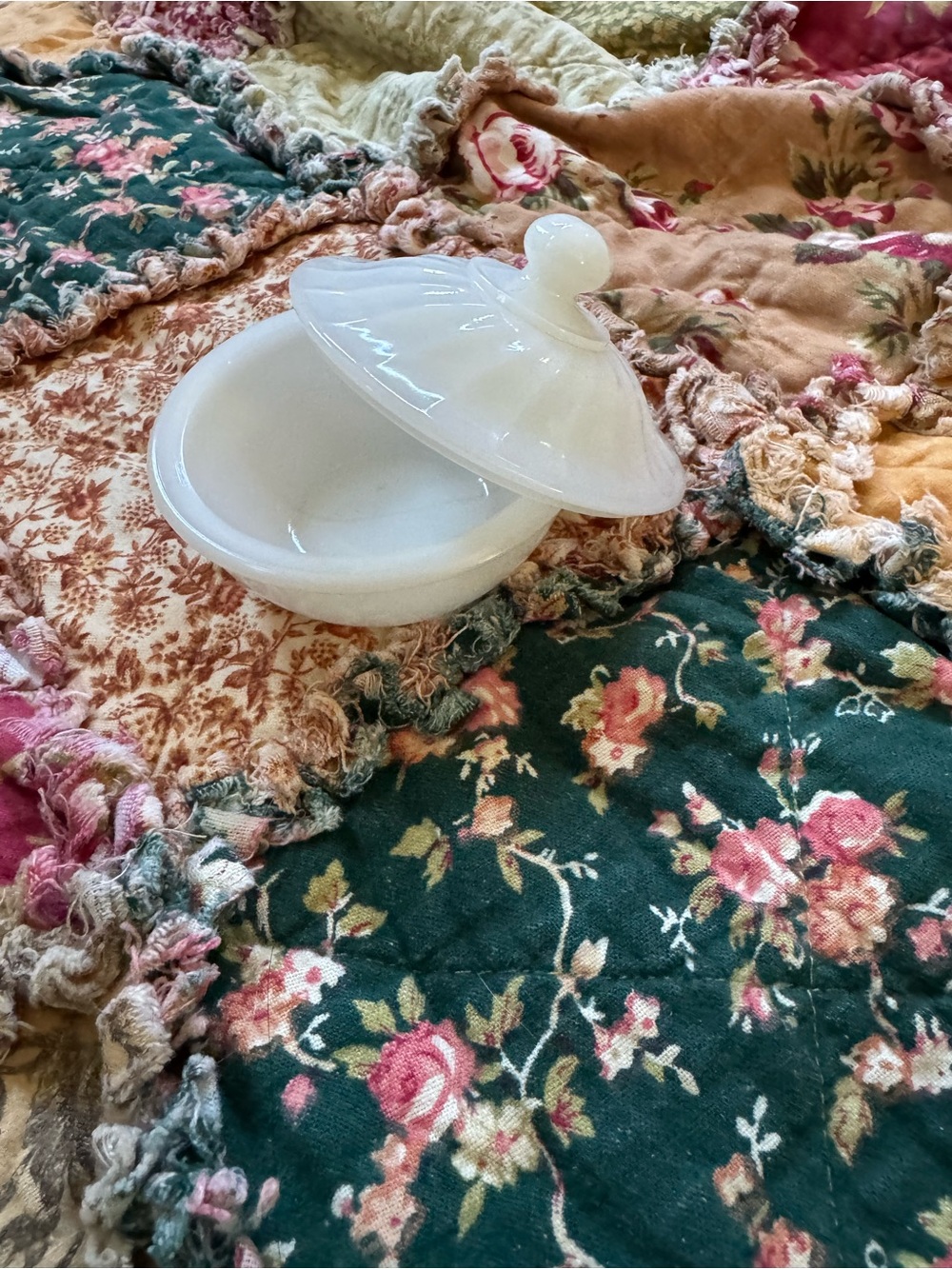Vintage White Milk Glass Covered Dish